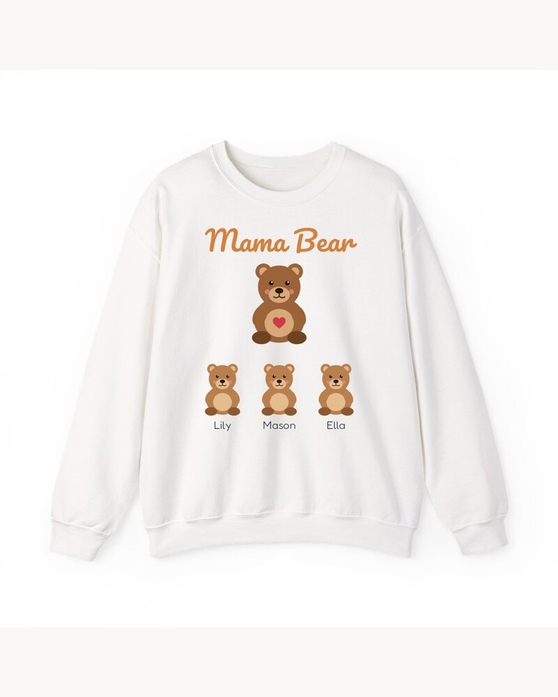 Hoodies & Sweatshirts: Mama Bear With Cubs Kids Names Sweatshirt - Personalized Mother's Day Birthday Christmas Gifts For Mom, Grandma, Nana - Mama Bear