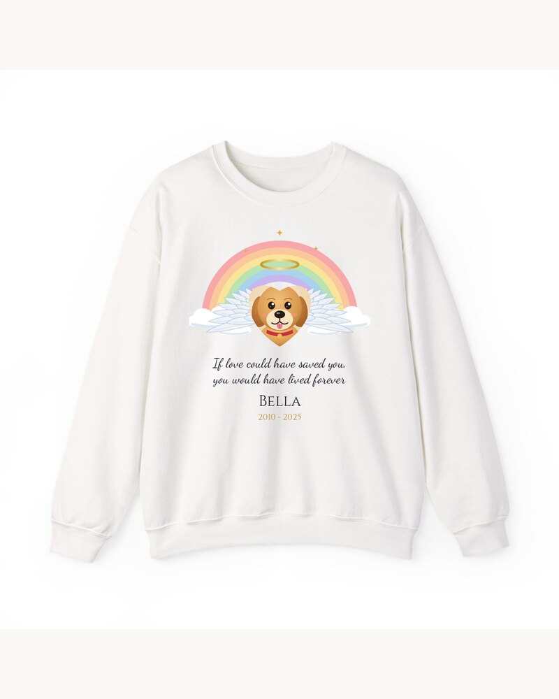 Hoodies & Sweatshirts: Custom Photo Rainbow Bridge Pet Memorial Sweatshirt - Personalized Pet Memorial Sympathy Gifts For Loss Of Dog, Cat, Pet Lovers - If Love Could Have Saved You