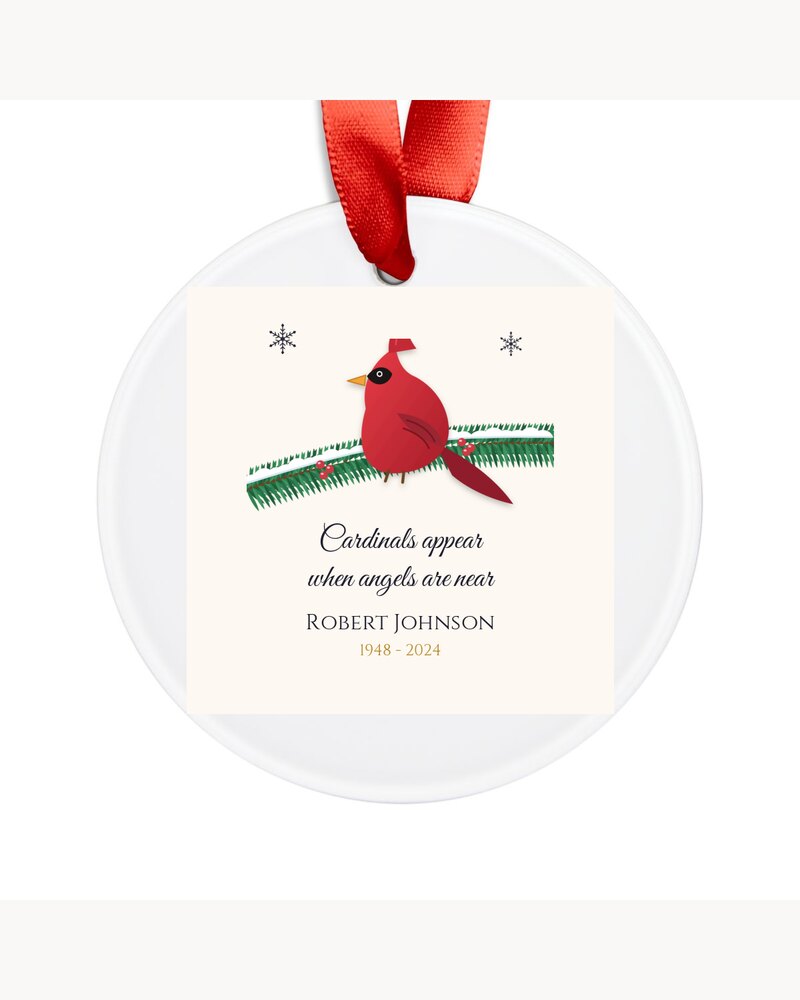 Custom Cardinal Memorial Ornament - Personalized Memorial Sympathy Christmas Gifts For Loss Of Mom, Dad, Loved One - Cardinals Appear When Angels Are Near