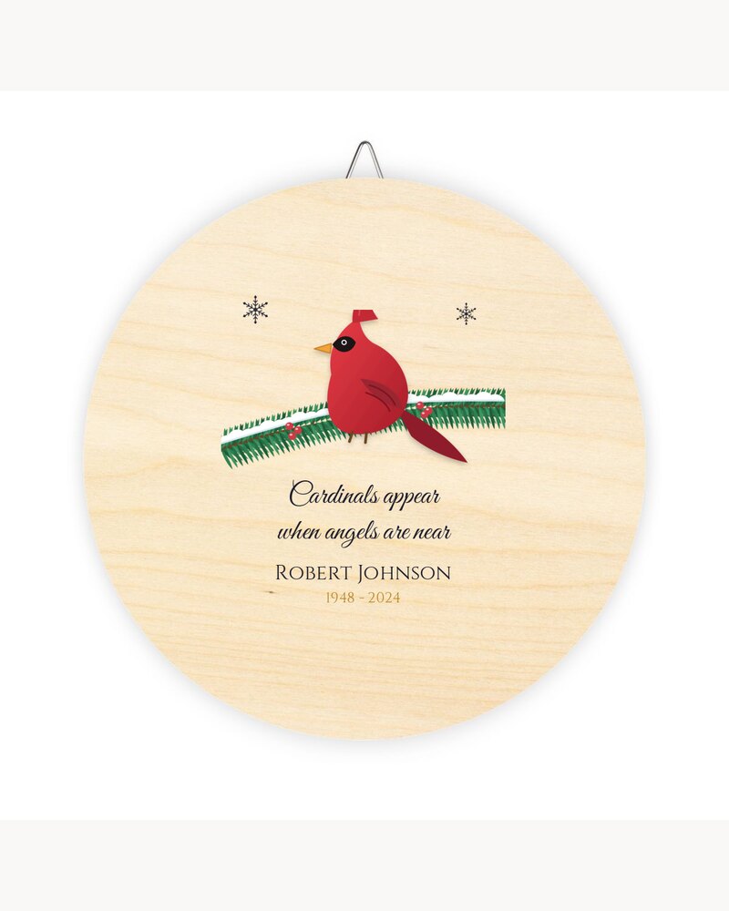 Custom Cardinal Memorial Wood Sign - Personalized Memorial Sympathy Christmas Gifts For Loss Of Mom, Dad, Loved One - Cardinals Appear When Angels Are Near