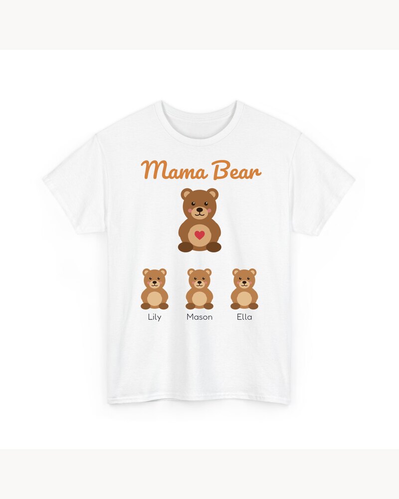 T-Shirts: Mama Bear With Cubs Kids Names T-Shirt - Personalized Mother's Day Birthday Christmas Gifts For Mom, Grandma, Nana - Mama Bear