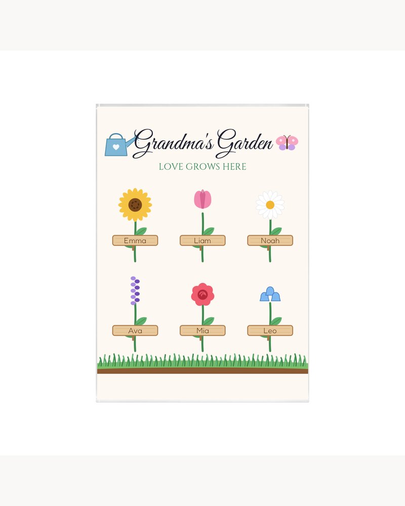 Acrylic Plaques: Grandma's Garden Grandkids Names Acrylic Plaque - Personalized Mother's Day Christmas Birthday Gifts For Grandma, Nana, Mimi, Mom - Love Grows Here