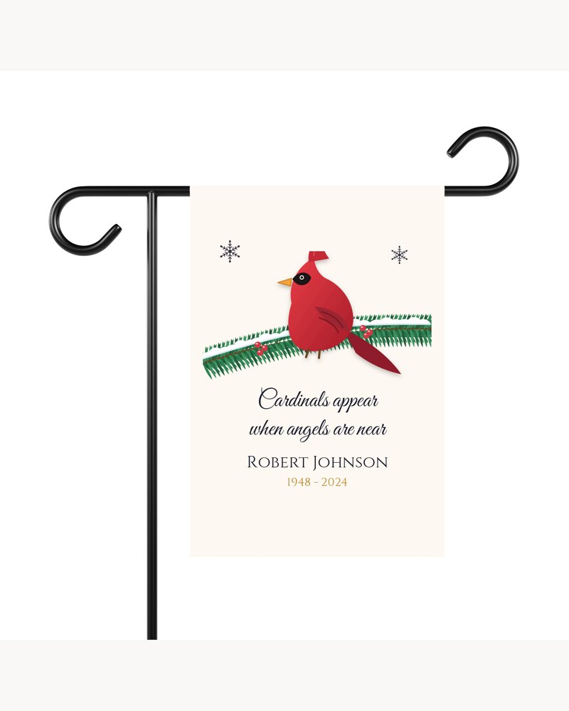 Garden Flags: Custom Cardinal Memorial Garden Flag - Personalized Memorial Sympathy Christmas Gifts For Loss Of Mom, Dad, Loved One - Cardinals Appear When Angels Are Near