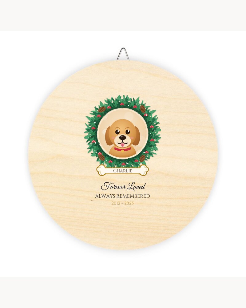 Wood Signs: Custom Photo Pet Memorial Wreath Wood Sign - Personalized Pet Memorial Sympathy Christmas Gifts For Loss Of Dog, Cat - Forever Loved, Always Remembered