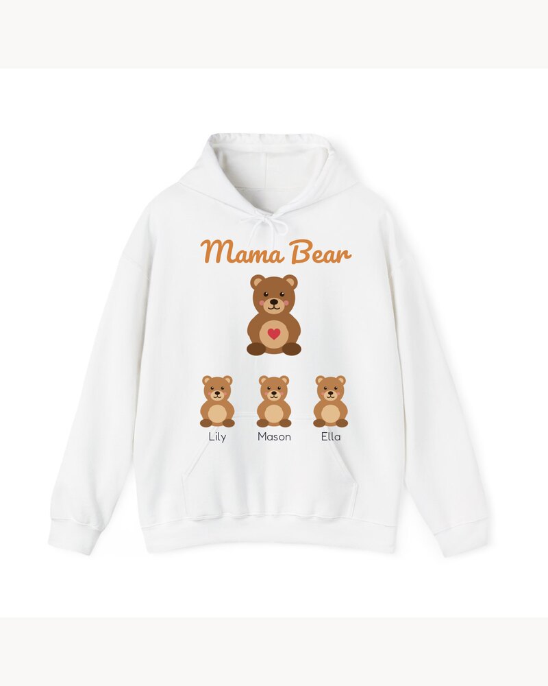 Hoodies & Sweatshirts: Mama Bear With Cubs Kids Names Hoodie - Personalized Mother's Day Birthday Christmas Gifts For Mom, Grandma, Nana - Mama Bear