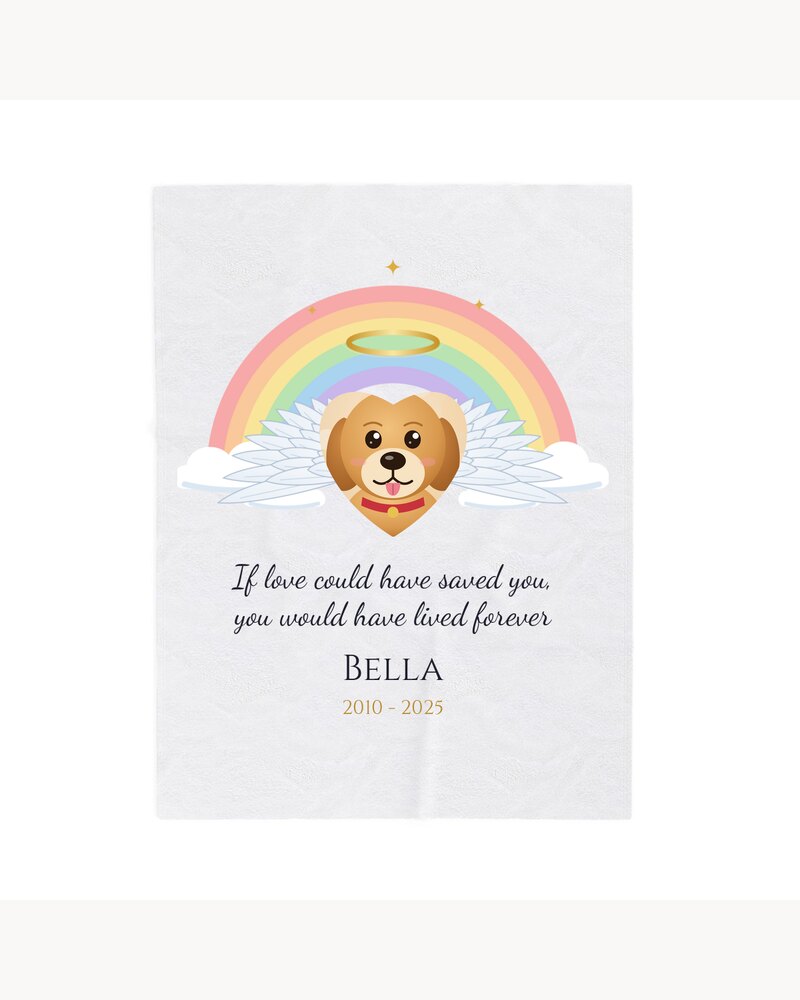 Blankets: Custom Photo Rainbow Bridge Pet Memorial Blanket - Personalized Pet Memorial Sympathy Gifts For Loss Of Dog, Cat, Pet Lovers - If Love Could Have Saved You