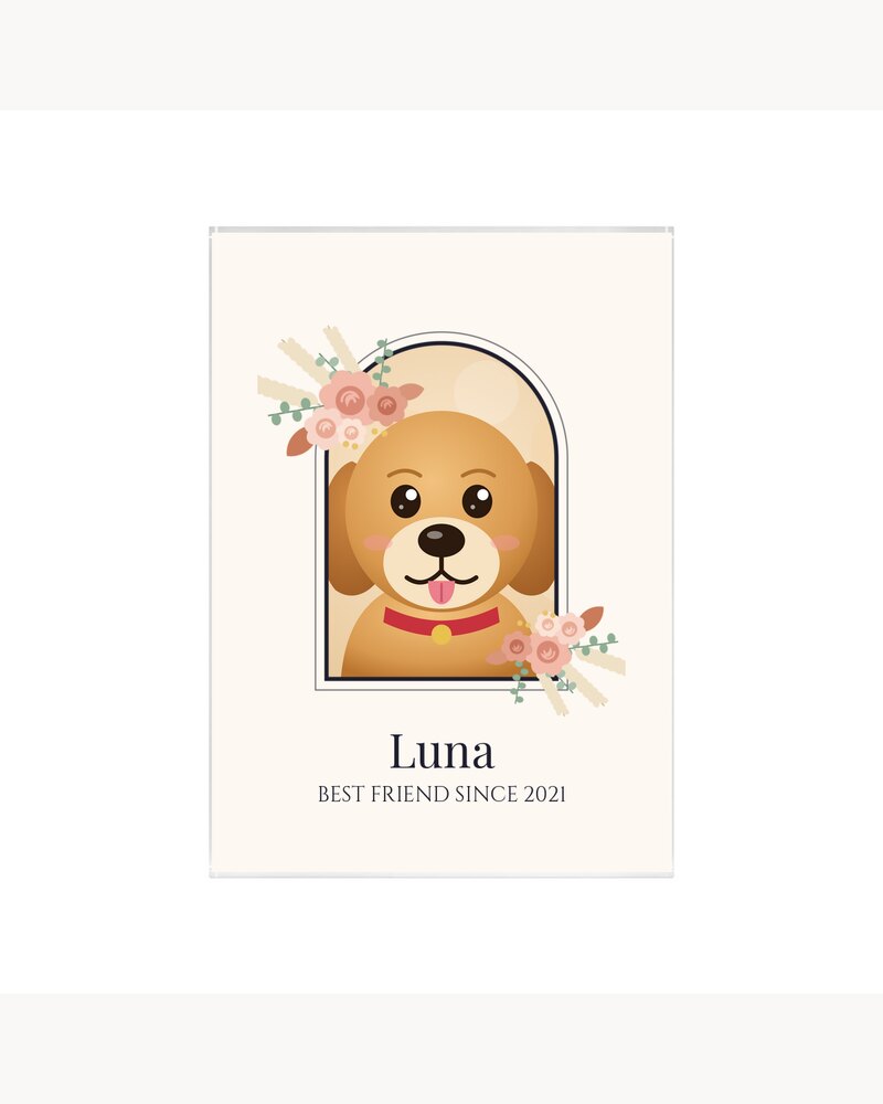 Acrylic Plaques: Custom Photo Pet Boho Arch Portrait Acrylic Plaque - Personalized Birthday Gifts For Dog Lovers, Cat Lovers, Pet Owners - Best Friend Since