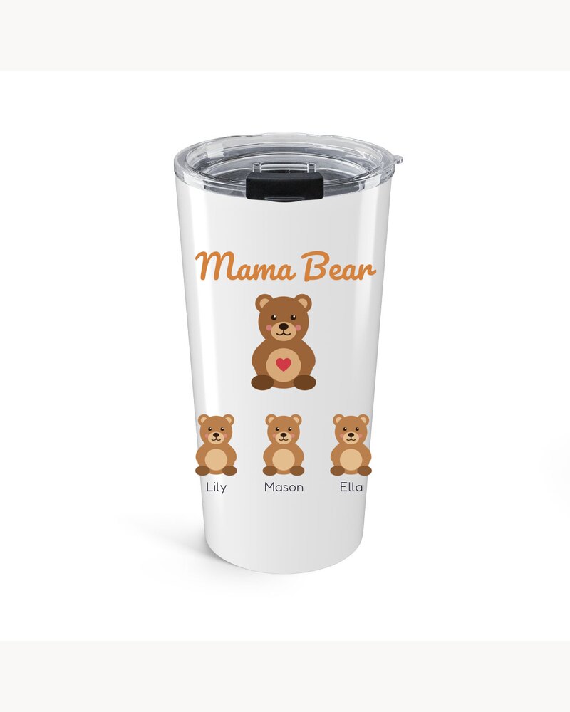 Tumblers: Mama Bear With Cubs Kids Names Tumbler - Personalized Mother's Day Birthday Christmas Gifts For Mom, Grandma, Nana - Mama Bear