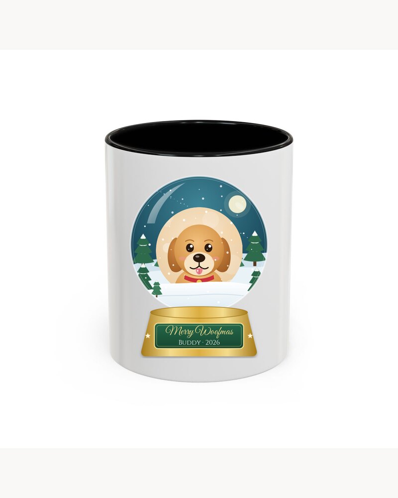 Accent Mugs: Custom Photo Dog Merry Woofmas Snow Globe Accent Mug - Personalized Christmas Gifts For Dog Lovers, Dog Moms And Dads - Merry Woofmas