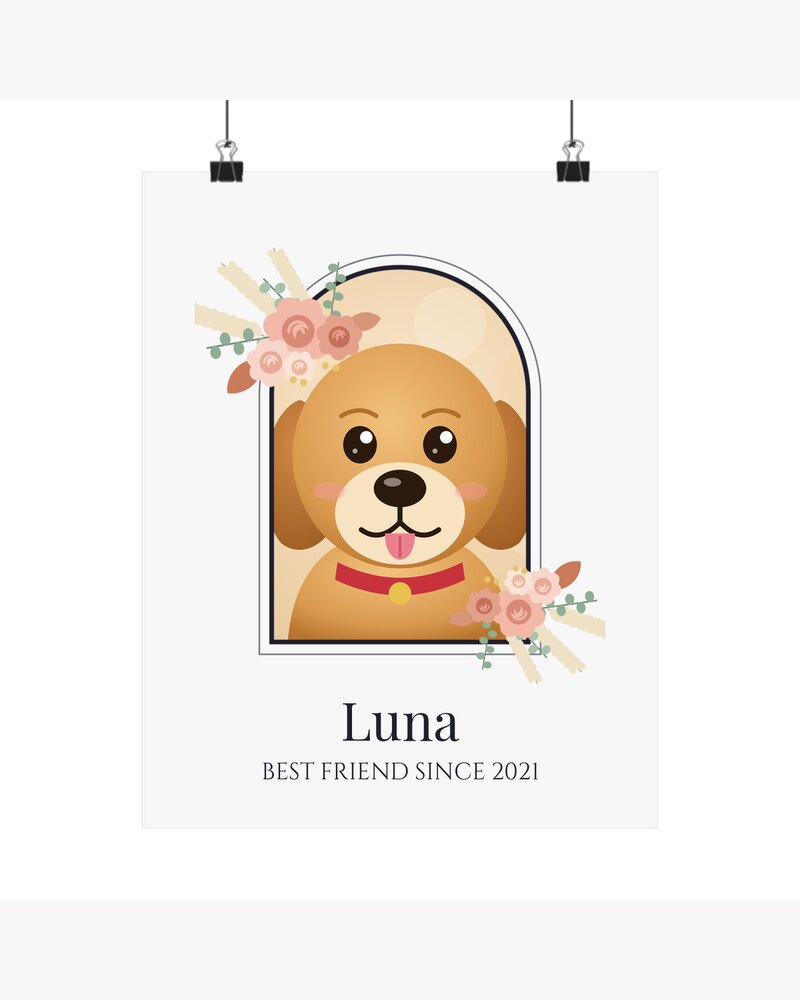 Posters & Wall Art: Custom Photo Pet Boho Arch Portrait Poster - Personalized Birthday Gifts For Dog Lovers, Cat Lovers, Pet Owners - Best Friend Since