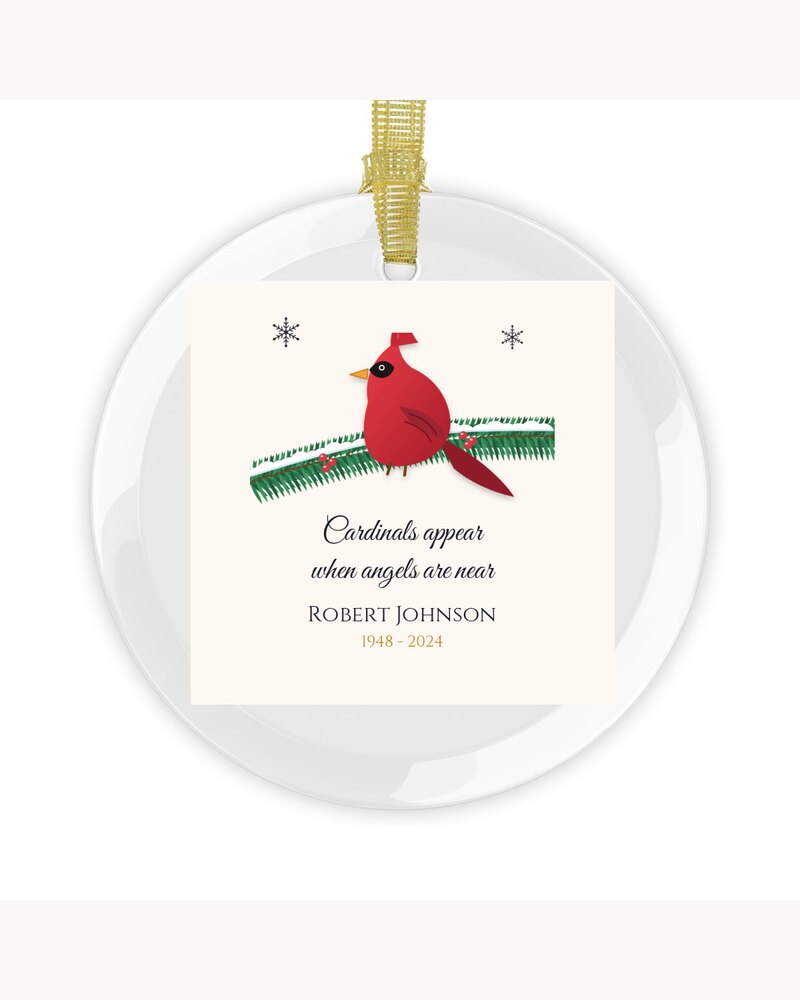 Custom Cardinal Memorial Glass Ornament - Personalized Memorial Sympathy Christmas Gifts For Loss Of Mom, Dad, Loved One - Cardinals Appear When Angels Are Near