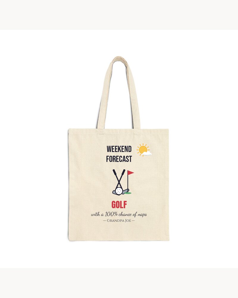 Tote Bags: Funny Weekend Forecast Hobby Tote Bag - Personalized Father's Day Birthday Christmas Gifts For Dad, Grandpa, Husband - 100% Chance Of Naps