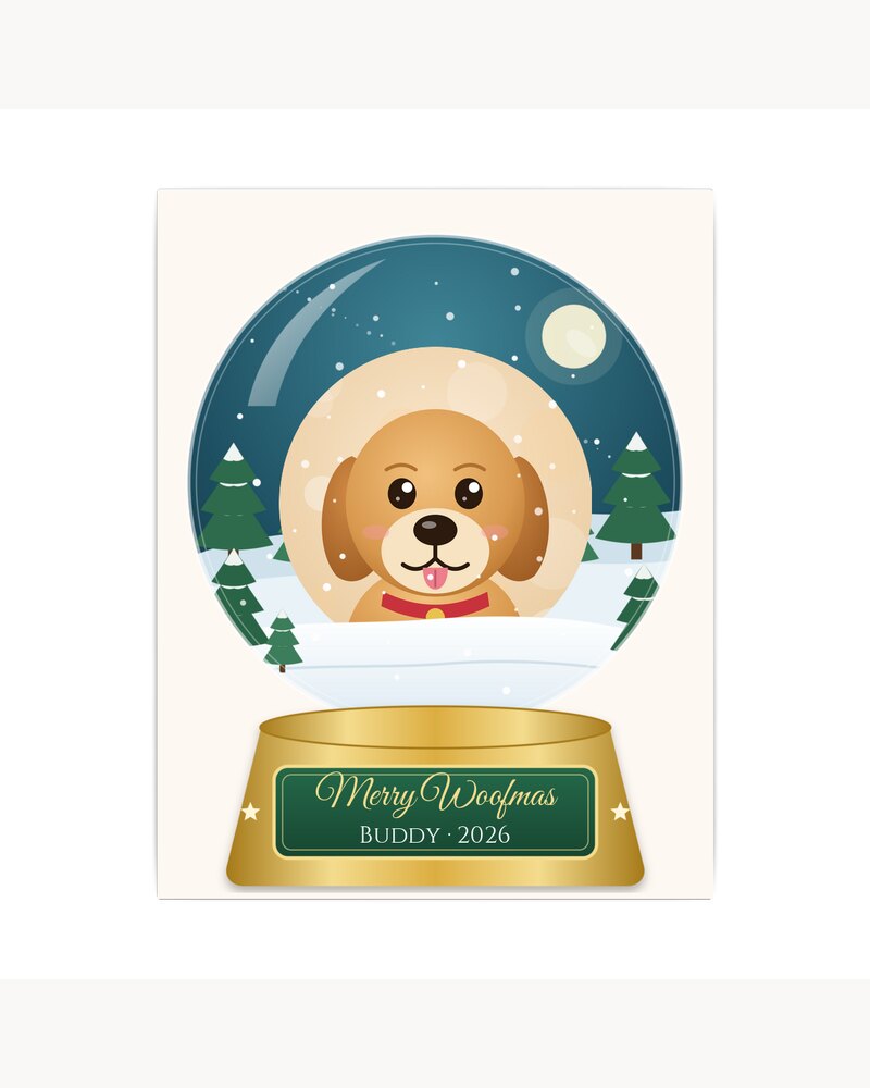 Canvas Prints: Custom Photo Dog Merry Woofmas Snow Globe Canvas - Personalized Christmas Gifts For Dog Lovers, Dog Moms And Dads - Merry Woofmas