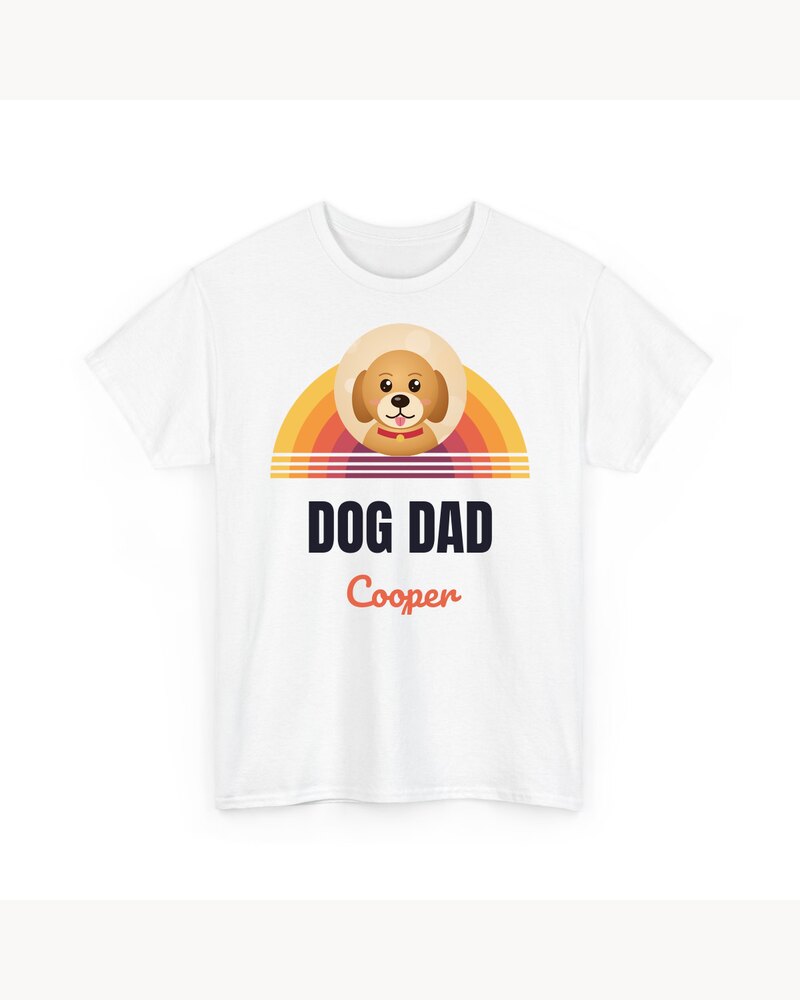 Custom Photo Retro Sunset Dog Dad T-Shirt - Personalized Father's Day Birthday Gifts For Dog Dads, Dog Moms, Cat Lovers - Dog Dad Vibes