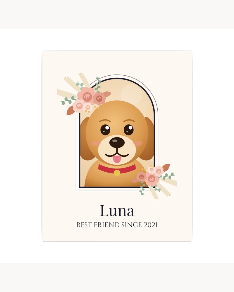 Canvas Prints: Custom Photo Pet Boho Arch Portrait Canvas - Personalized Birthday Gifts For Dog Lovers, Cat Lovers, Pet Owners - Best Friend Since