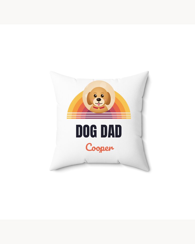 Pillows: Custom Photo Retro Sunset Dog Dad Pillow - Personalized Father's Day Birthday Gifts For Dog Dads, Dog Moms, Cat Lovers - Dog Dad Vibes
