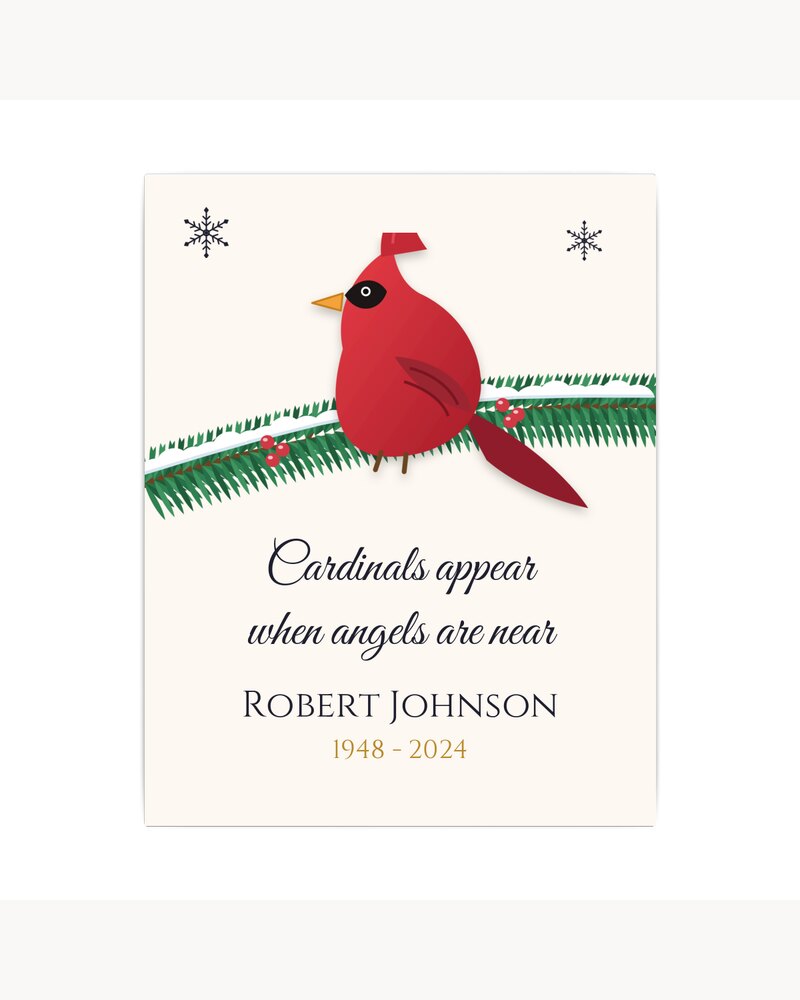 Canvas Prints: Custom Cardinal Memorial Canvas - Personalized Memorial Sympathy Christmas Gifts For Loss Of Mom, Dad, Loved One - Cardinals Appear When Angels Are Near