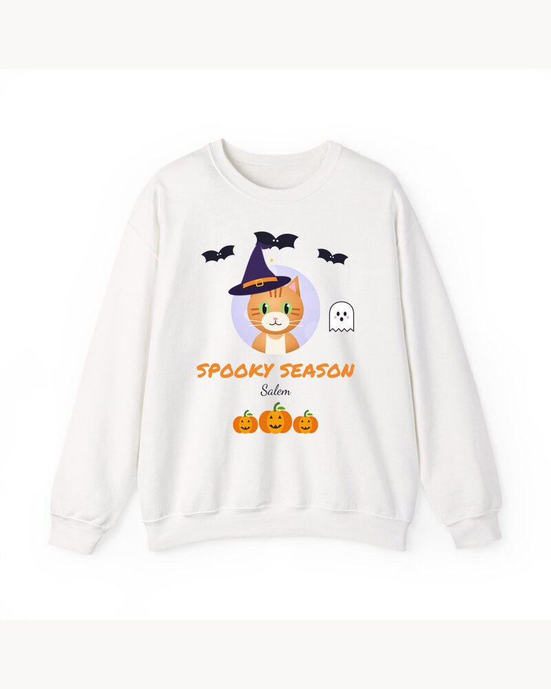 Hoodies & Sweatshirts: Custom Photo Pet Spooky Season Witch Sweatshirt - Personalized Halloween Gifts For Dog Lovers, Cat Lovers, Pet Owners - Spooky Season
