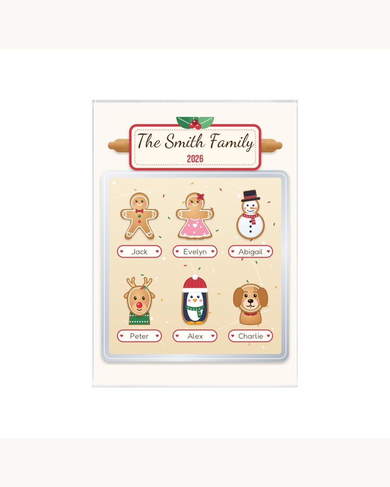 Custom Christmas Cookie Family Acrylic Plaque - Personalized Christmas Gifts For Family, Mom, Grandma, Kids - Sweetest Family In The World