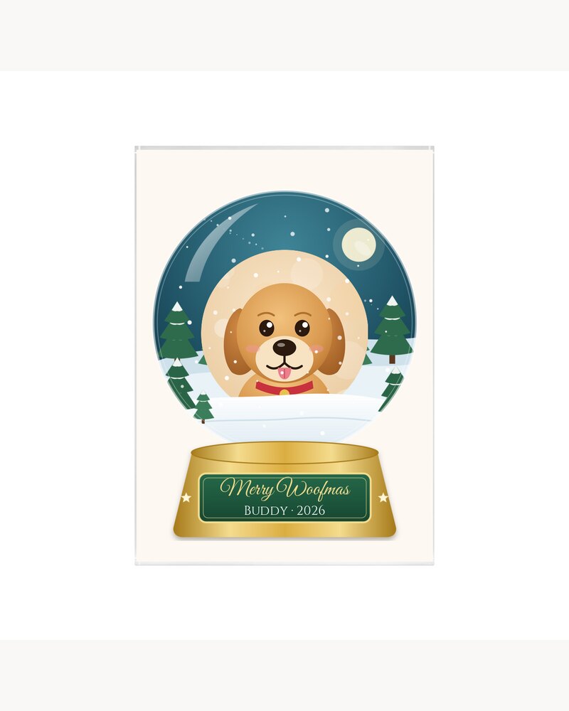 Custom Photo Dog Merry Woofmas Snow Globe Acrylic Plaque - Personalized Christmas Gifts For Dog Lovers, Dog Moms And Dads - Merry Woofmas