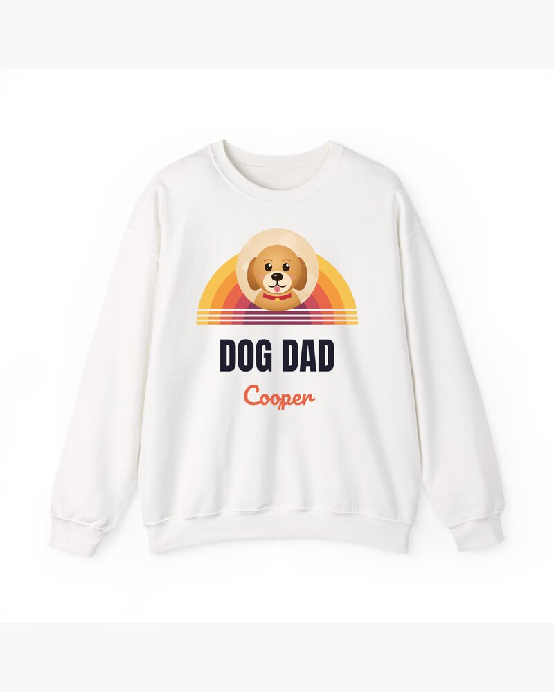 Hoodies & Sweatshirts: Custom Photo Retro Sunset Dog Dad Sweatshirt - Personalized Father's Day Birthday Gifts For Dog Dads, Dog Moms, Cat Lovers - Dog Dad Vibes