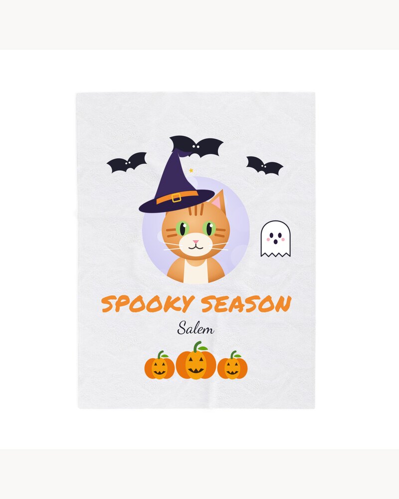 Custom Photo Pet Spooky Season Witch Blanket - Personalized Halloween Gifts For Dog Lovers, Cat Lovers, Pet Owners - Spooky Season