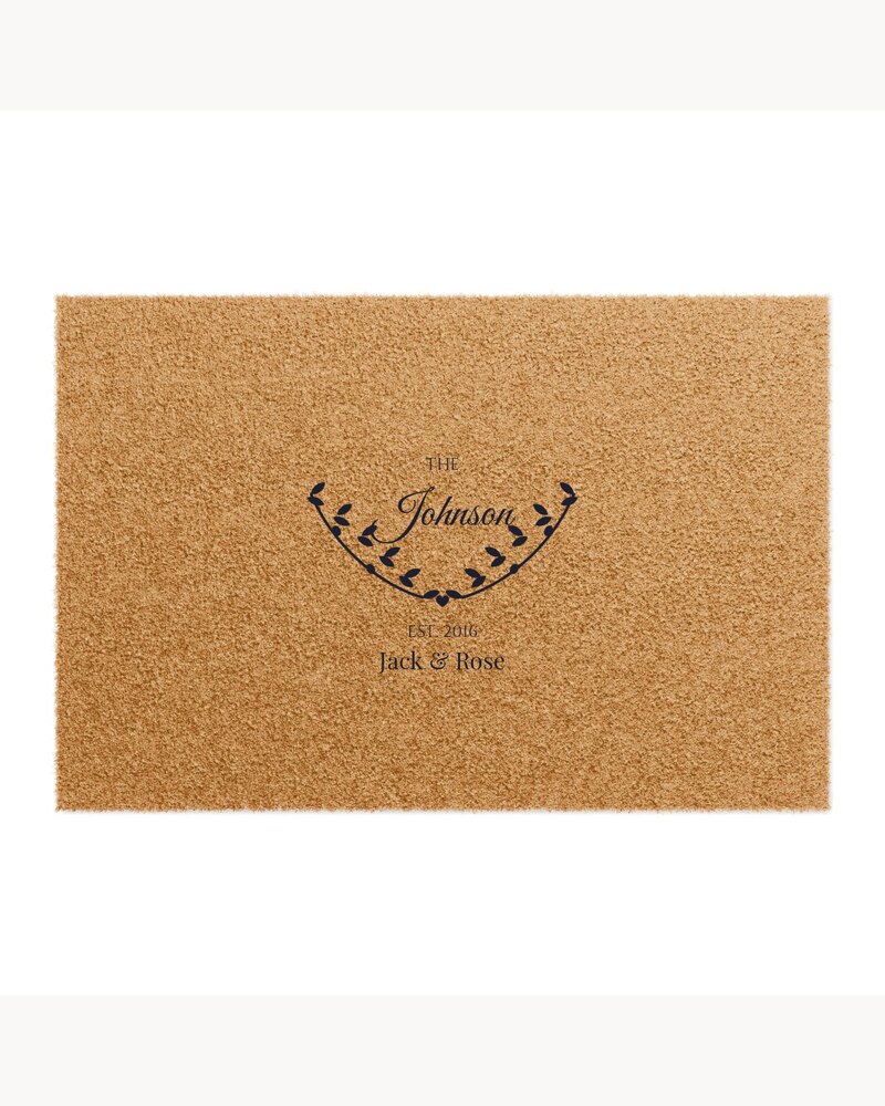 Doormats: Custom Family Last Name Established Sign Doormat - Personalized Wedding Anniversary Housewarming Gifts For Couples, Family - Established With Love