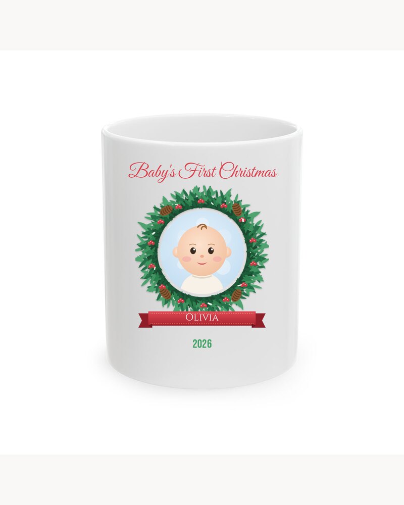 Photo Mugs: Custom Photo Baby's First Christmas Mug - Personalized Christmas Gifts For New Parents, New Moms, Grandparents - Baby's First Christmas