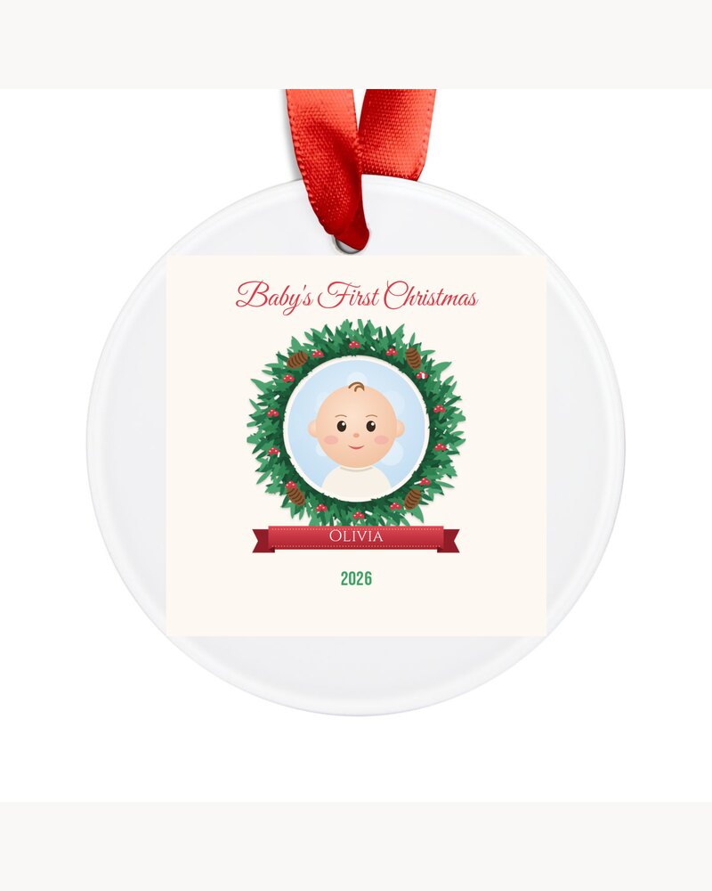 Ornaments: Custom Photo Baby's First Christmas Ornament - Personalized Christmas Gifts For New Parents, New Moms, Grandparents - Baby's First Christmas