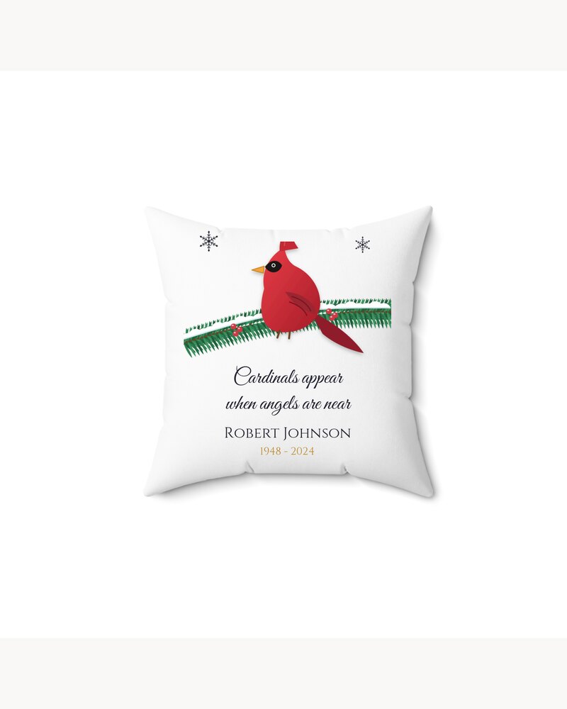 Pillows: Custom Cardinal Memorial Pillow - Personalized Memorial Sympathy Christmas Gifts For Loss Of Mom, Dad, Loved One - Cardinals Appear When Angels Are Near