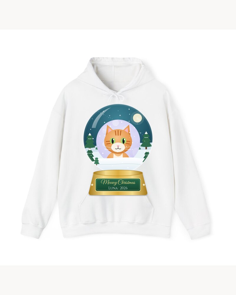 Custom Photo Cat Meowy Christmas Snow Globe Hoodie - Personalized Christmas Gifts For Cat Lovers, Cat Moms And Dads - Meowy Christmas