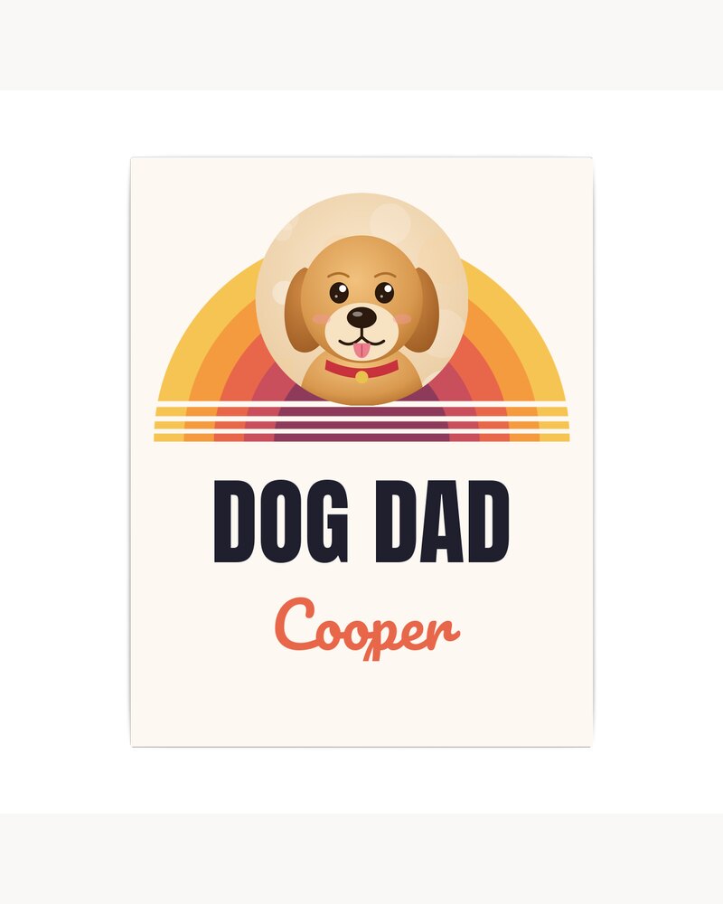 Canvas Prints: Custom Photo Retro Sunset Dog Dad Canvas - Personalized Father's Day Birthday Gifts For Dog Dads, Dog Moms, Cat Lovers - Dog Dad Vibes