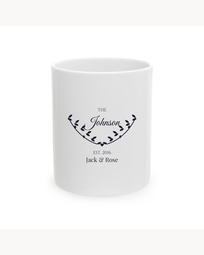 Photo Mugs: Custom Family Last Name Established Sign Mug - Personalized Wedding Anniversary Housewarming Gifts For Couples, Family - Established With Love