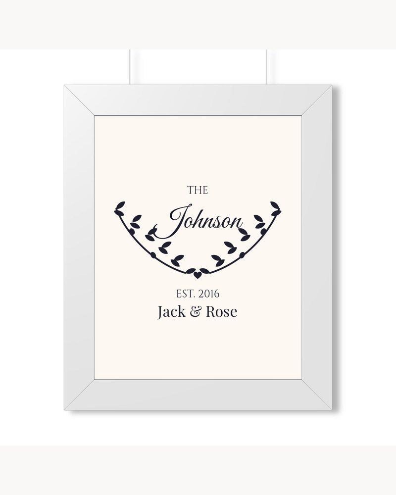 Framed Posters: Custom Family Last Name Established Sign Framed Poster - Personalized Wedding Anniversary Housewarming Gifts For Couples, Family - Established With Love