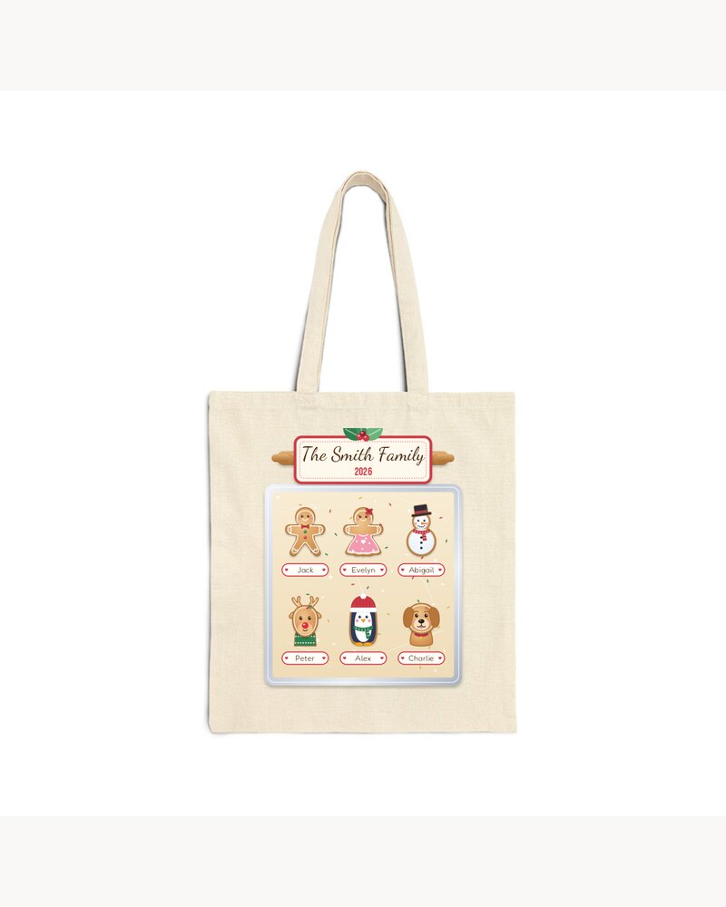 Tote Bags: Custom Christmas Cookie Family Tote Bag - Personalized Christmas Gifts For Family, Mom, Grandma, Kids - Sweetest Family In The World
