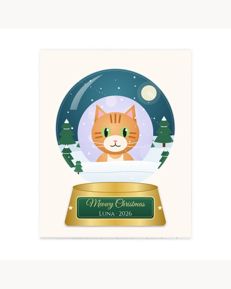 Jigsaw Puzzles: Custom Photo Cat Meowy Christmas Snow Globe Jigsaw Puzzle - Personalized Christmas Gifts For Cat Lovers, Cat Moms And Dads - Meowy Christmas