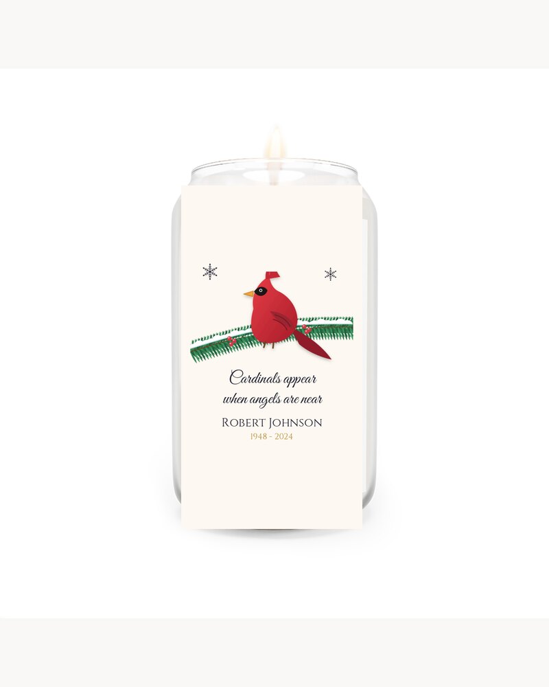 Candles: Custom Cardinal Memorial Scented Candle - Personalized Memorial Sympathy Christmas Gifts For Loss Of Mom, Dad, Loved One - Cardinals Appear When Angels Are Near