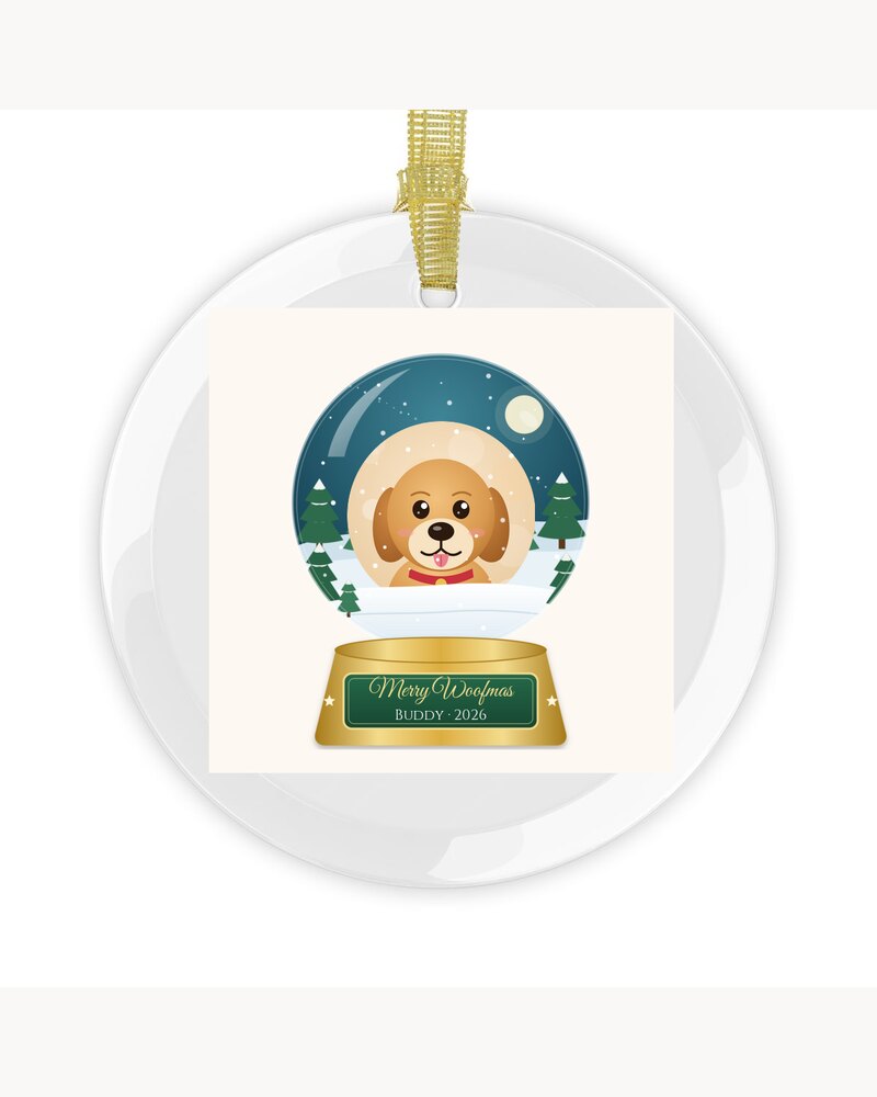 Custom Photo Dog Merry Woofmas Snow Globe Glass Ornament - Personalized Christmas Gifts For Dog Lovers, Dog Moms And Dads - Merry Woofmas