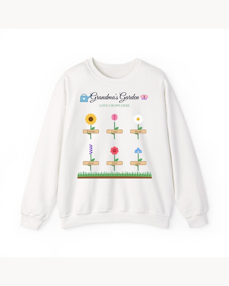 Hoodies & Sweatshirts: Grandma's Garden Grandkids Names Sweatshirt - Personalized Mother's Day Christmas Birthday Gifts For Grandma, Nana, Mimi, Mom - Love Grows Here