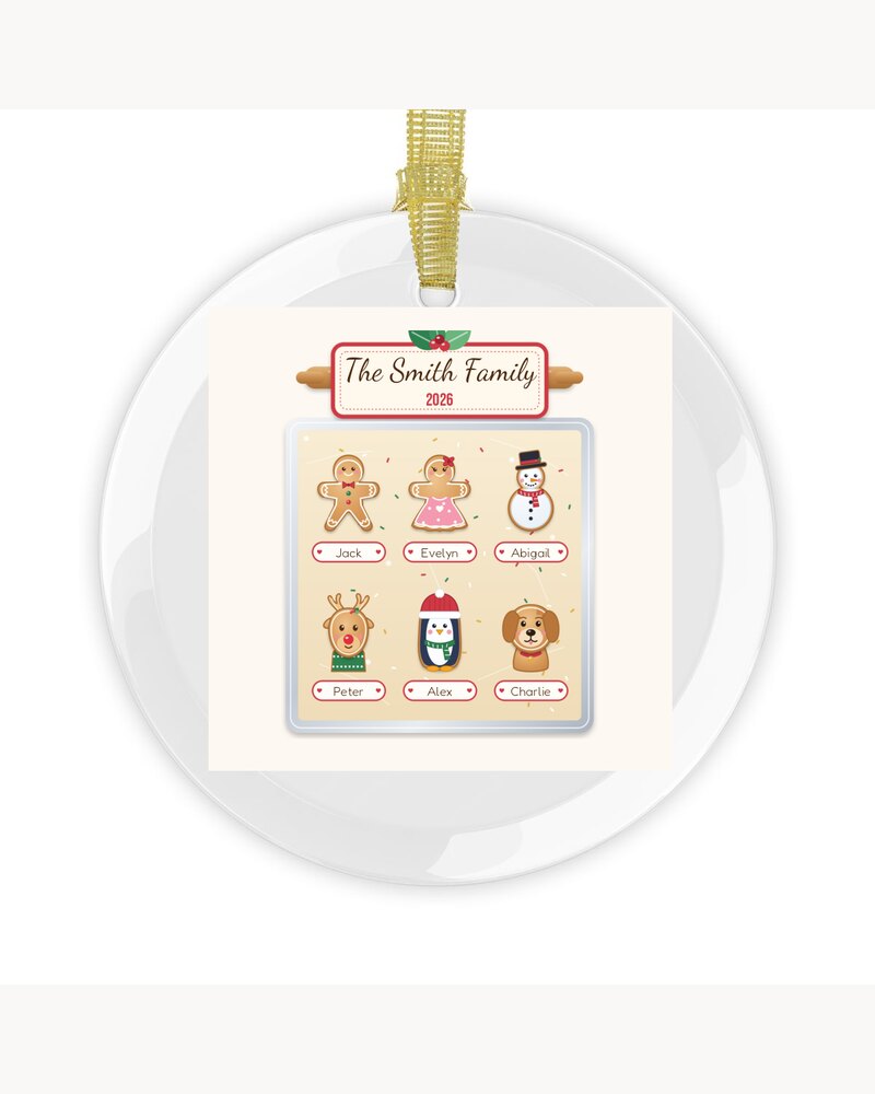 Custom Christmas Cookie Family Glass Ornament - Personalized Christmas Gifts For Family, Mom, Grandma, Kids - Sweetest Family In The World
