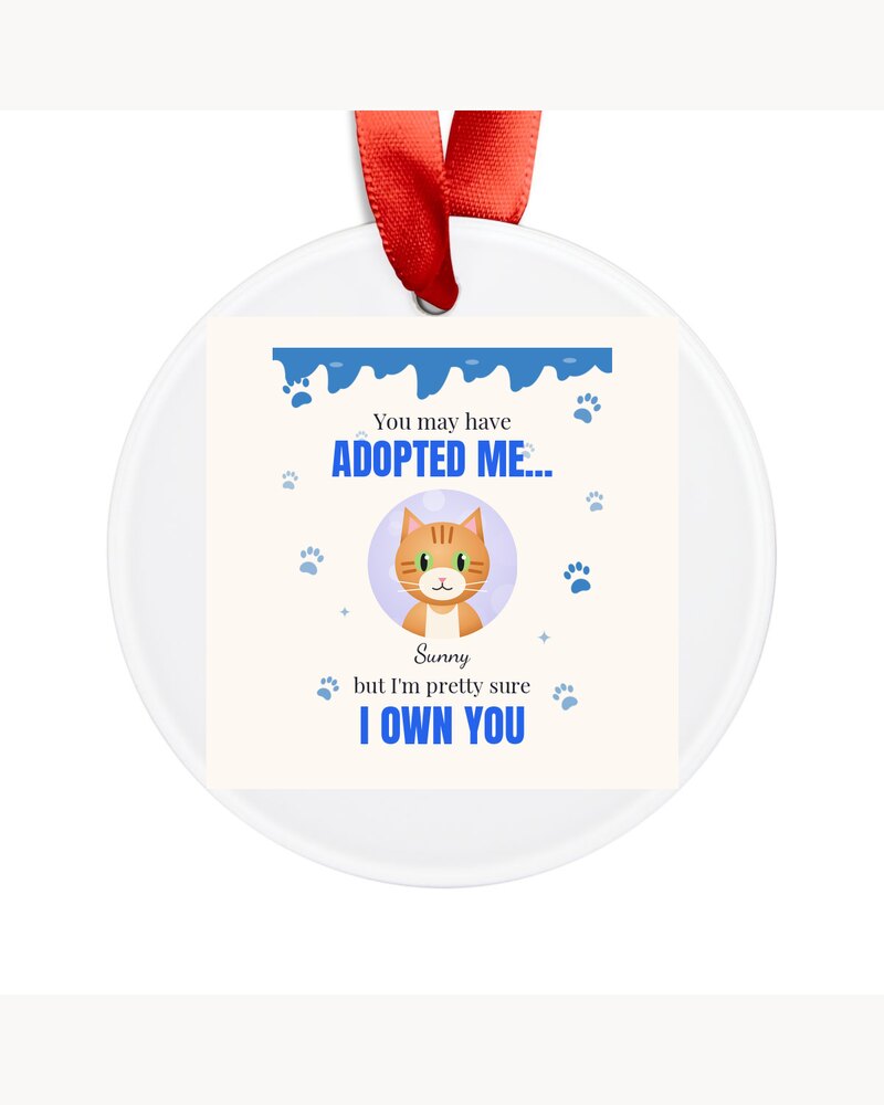 Custom Photo Pet Adopted Me Own You Ornament - Personalized Birthday Gifts For Dog Lovers, Cat Lovers, Pet Moms And Dads - But I Am Pretty Sure I Own You