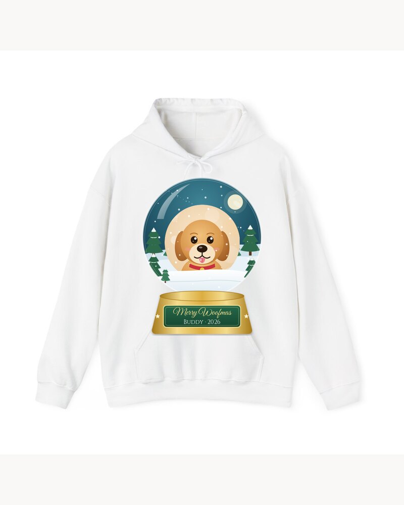 Custom Photo Dog Merry Woofmas Snow Globe Hoodie - Personalized Christmas Gifts For Dog Lovers, Dog Moms And Dads - Merry Woofmas