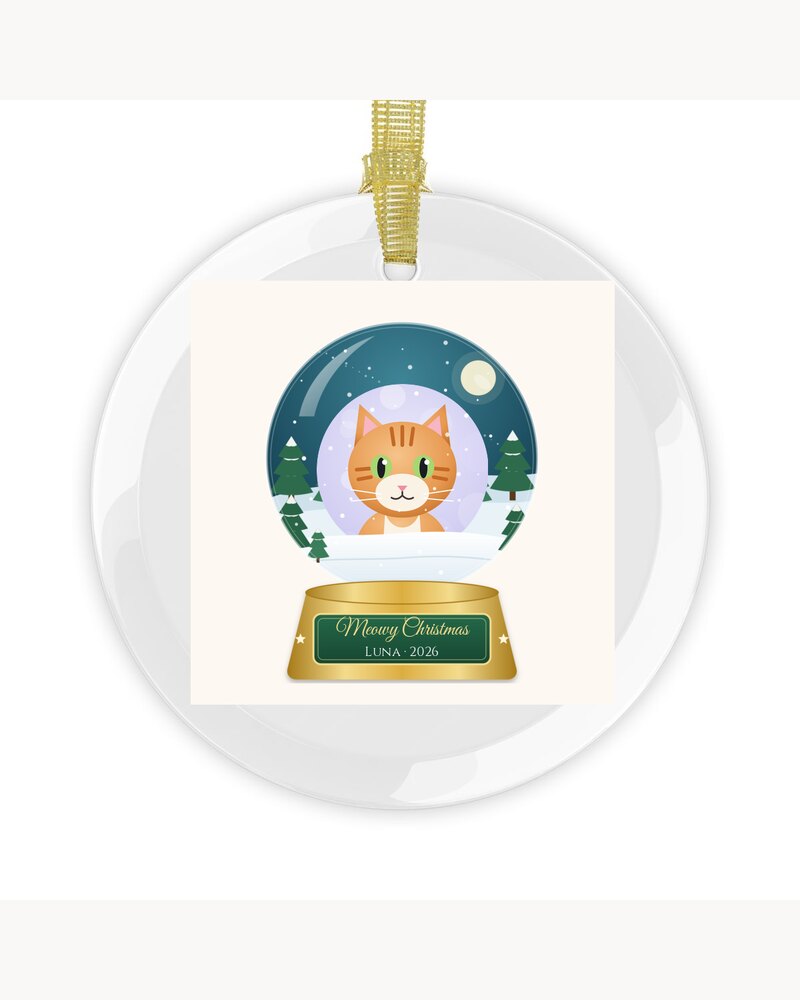 Custom Photo Cat Meowy Christmas Snow Globe Glass Ornament - Personalized Christmas Gifts For Cat Lovers, Cat Moms And Dads - Meowy Christmas