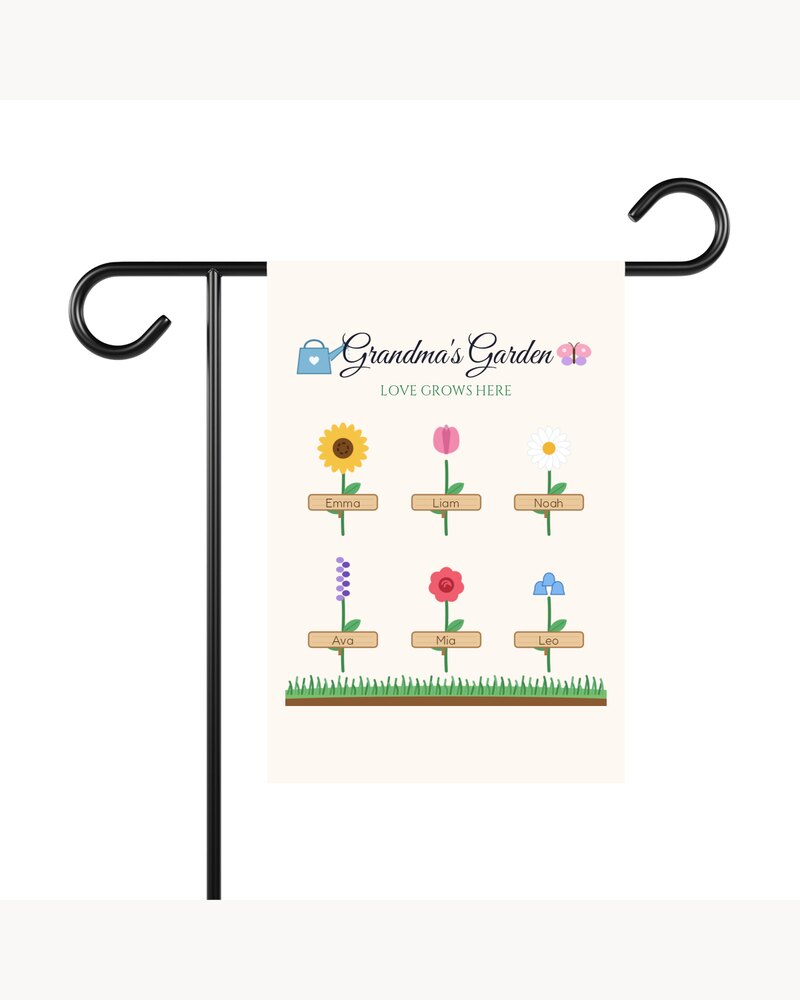 Garden Flags: Grandma's Garden Grandkids Names Garden Flag - Personalized Mother's Day Christmas Birthday Gifts For Grandma, Nana, Mimi, Mom - Love Grows Here