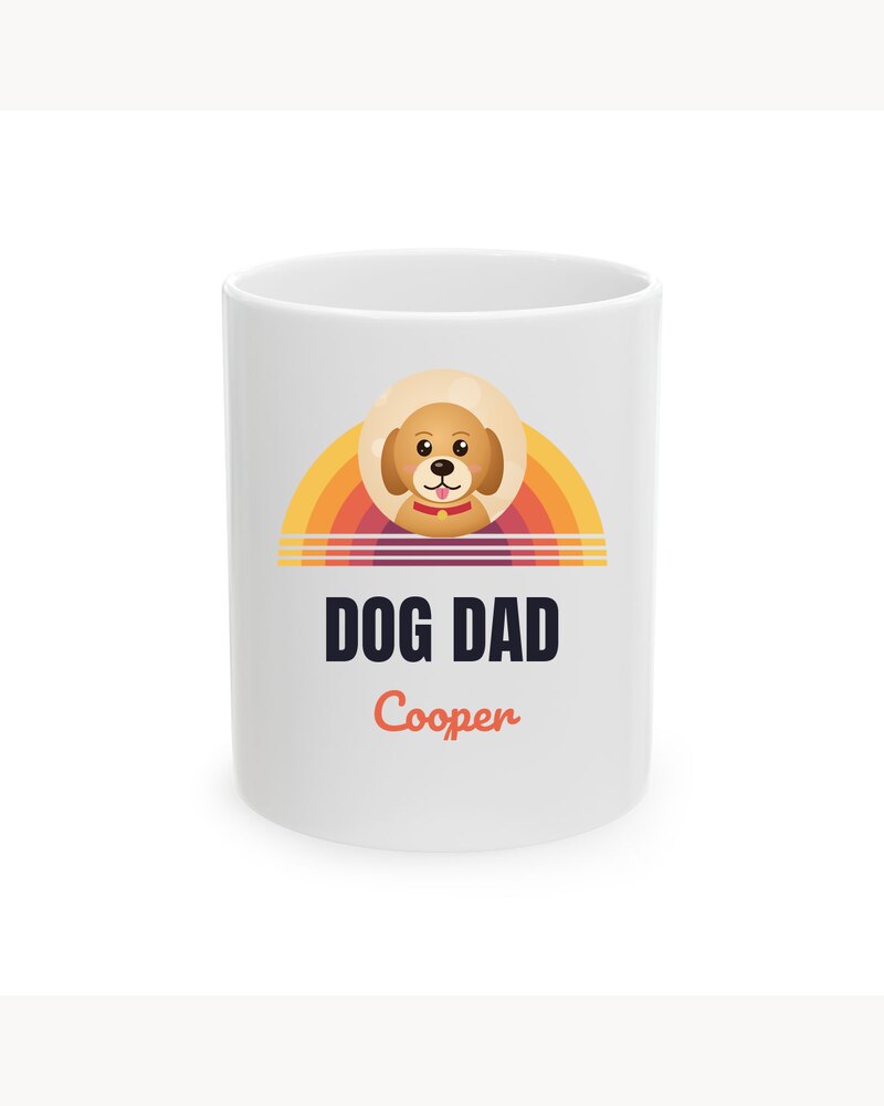 Photo Mugs: Custom Photo Retro Sunset Dog Dad Mug - Personalized Father's Day Birthday Gifts For Dog Dads, Dog Moms, Cat Lovers - Dog Dad Vibes
