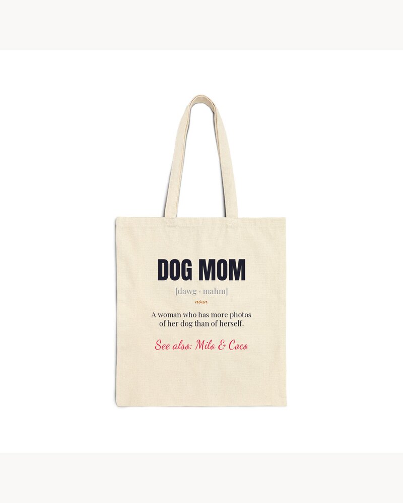 Tote Bags: Funny Dog Mom Cat Dad Definition Tote Bag - Personalized Mother's Day Father's Day Birthday Gifts For Dog Moms, Dog Dads, Cat Moms, Cat Dads - Defined By Love