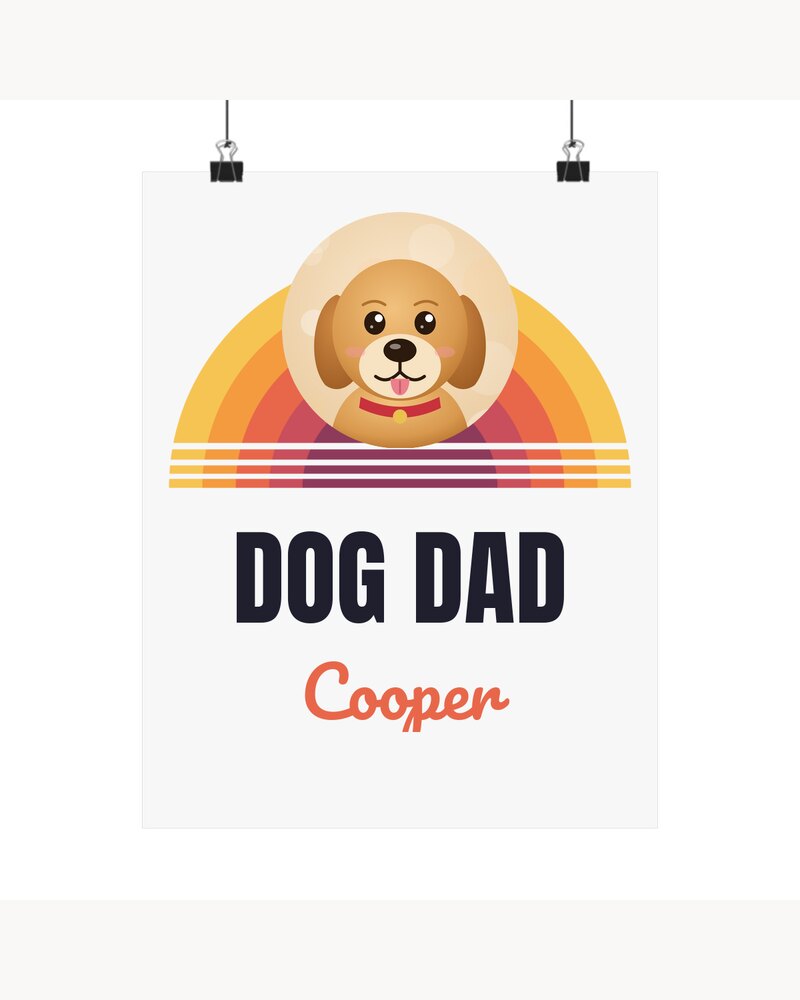 Posters & Wall Art: Custom Photo Retro Sunset Dog Dad Poster - Personalized Father's Day Birthday Gifts For Dog Dads, Dog Moms, Cat Lovers - Dog Dad Vibes
