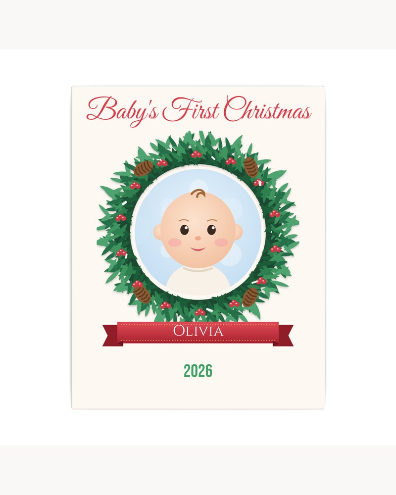 Canvas Prints: Custom Photo Baby's First Christmas Canvas - Personalized Christmas Gifts For New Parents, New Moms, Grandparents - Baby's First Christmas