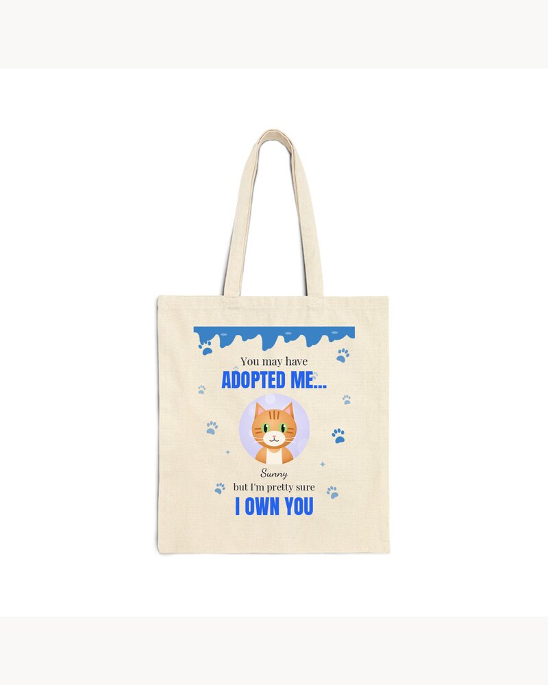 Tote Bags: Custom Photo Pet Adopted Me Own You Tote Bag - Personalized Birthday Gifts For Dog Lovers, Cat Lovers, Pet Moms And Dads - But I Am Pretty Sure I Own You