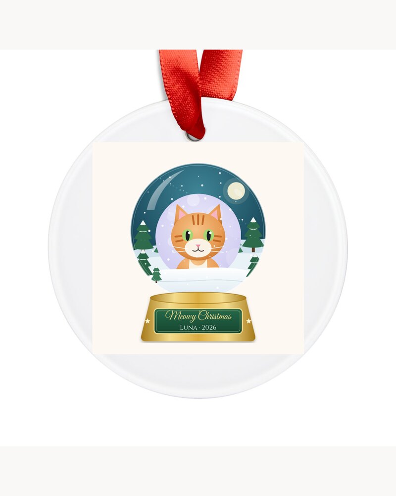 Custom Photo Cat Meowy Christmas Snow Globe Ornament - Personalized Christmas Gifts For Cat Lovers, Cat Moms And Dads - Meowy Christmas